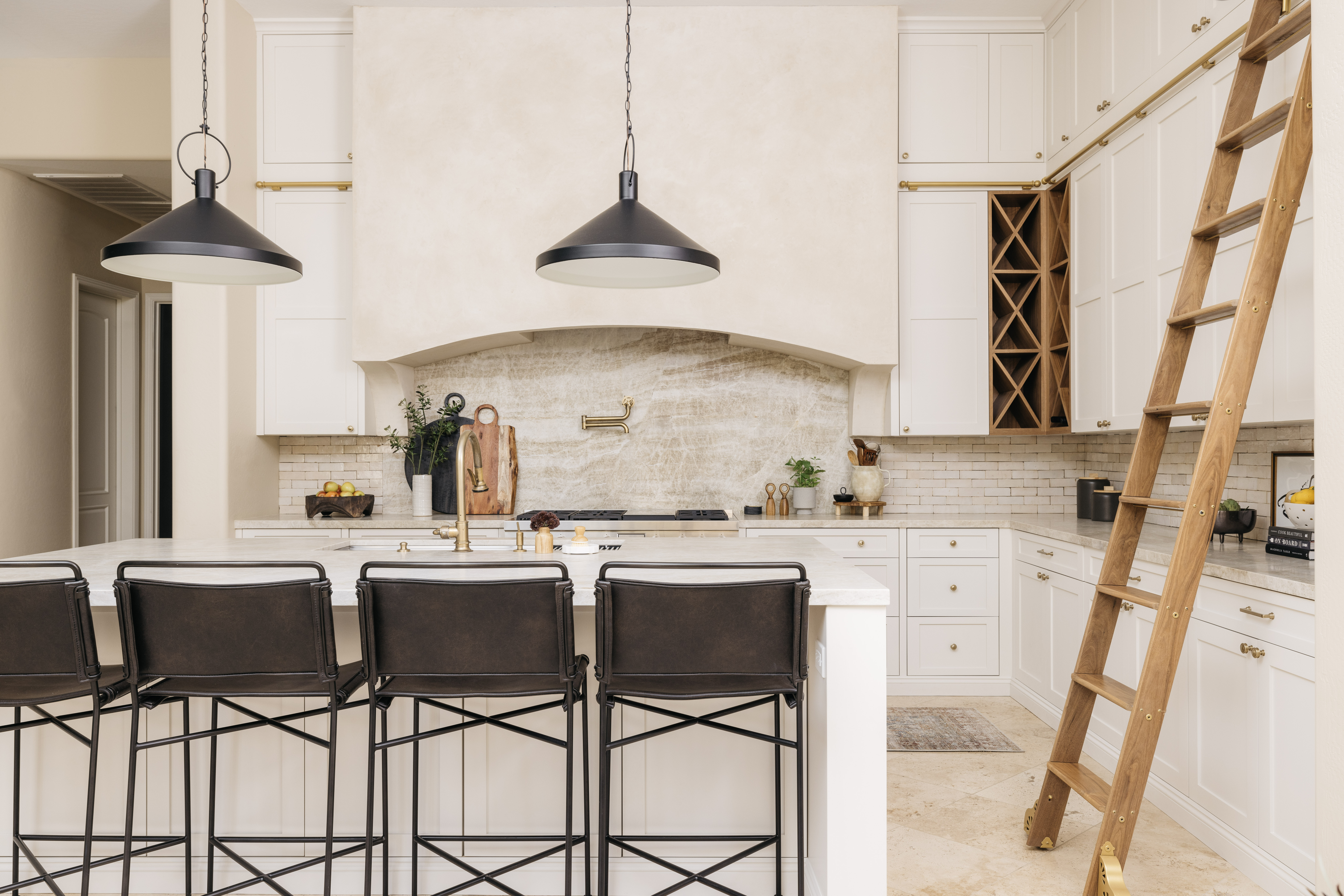 Kitchen wide view with plaster hood, The Considered Home