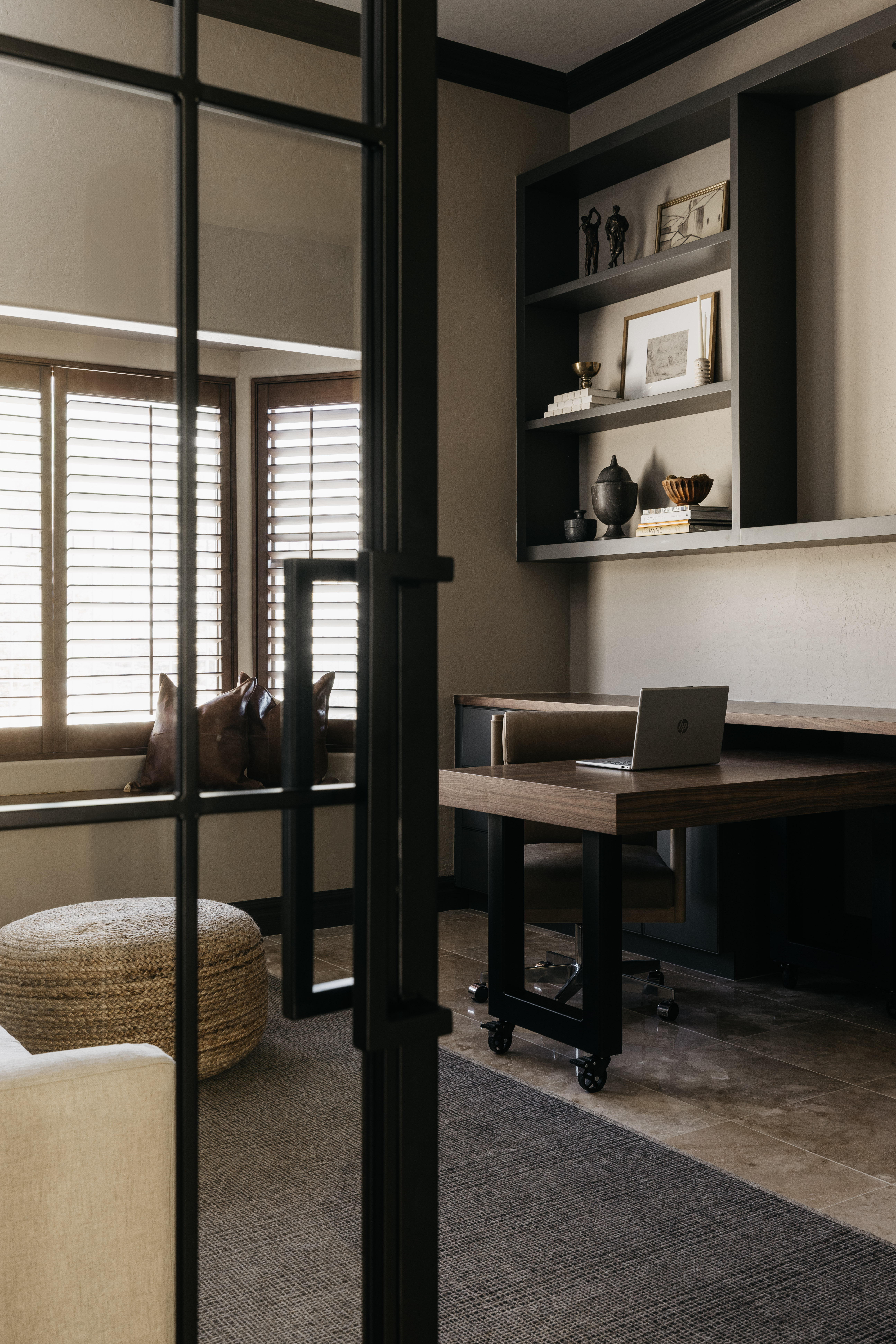 Home office through glass doors, The Considered Home