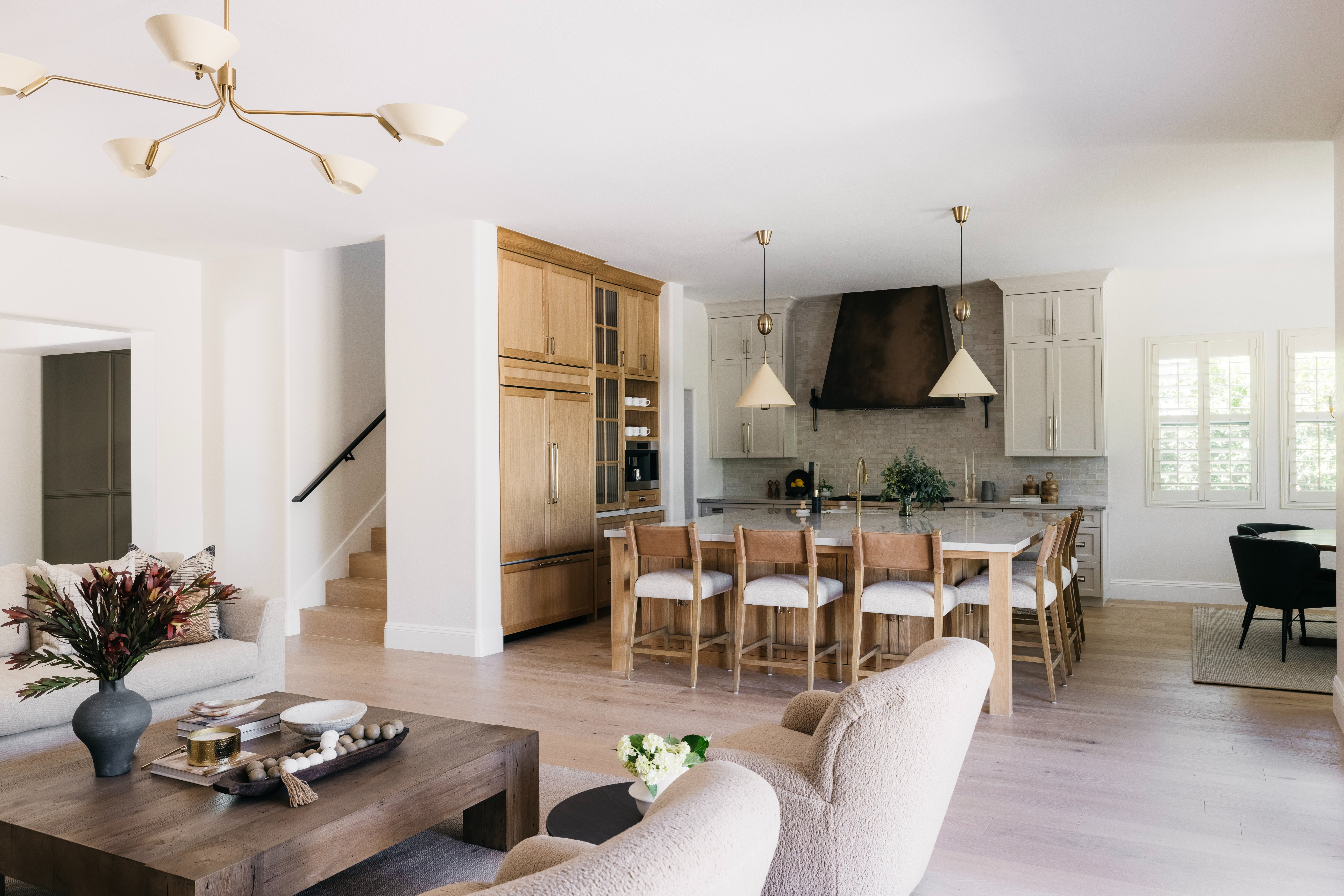 The Open House living room and kitchen designed by Fitch Hill Design